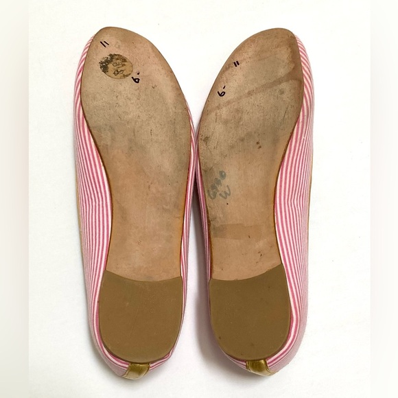J Peterman Eliza B Love Flats Pink and White Striped Women's Flats Gold trim 11 - Picture 6 of 6